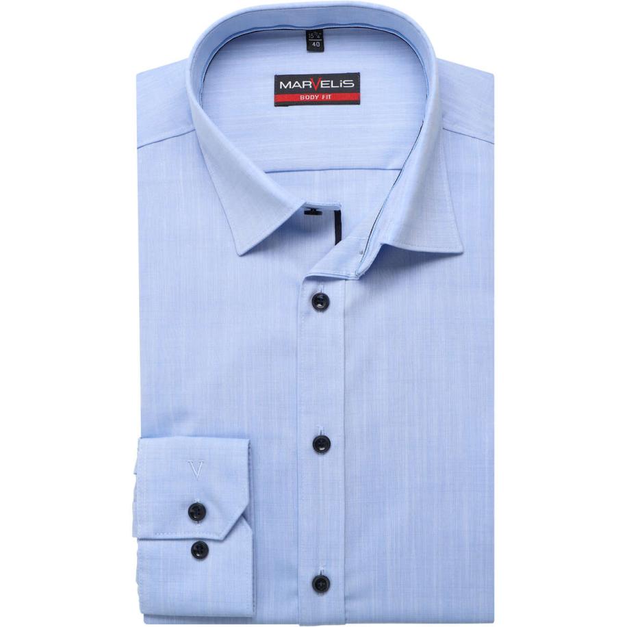 Marvelis Overhemd blauw, Effen Blauw