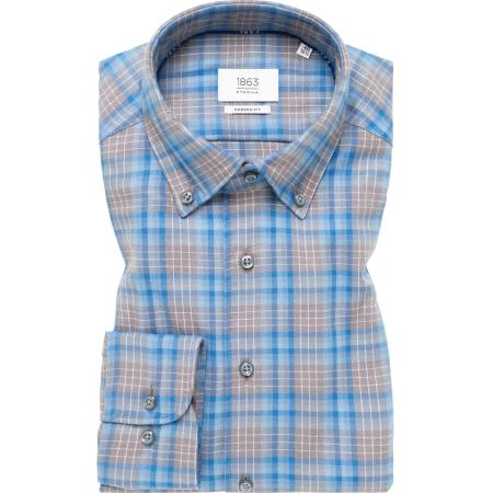 ETERNA 1863 Flanellen Overhemd donkerblauw, Ruit