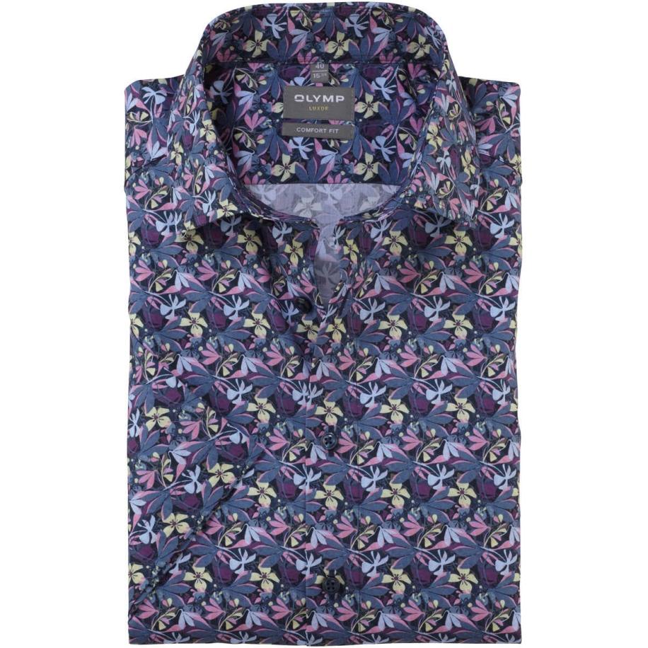 OLYMP Luxor Overhemd Korte mouw pruim Multicolor