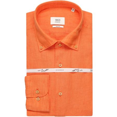 ETERNA 1863 Linnen Overhemd oranje, Effen