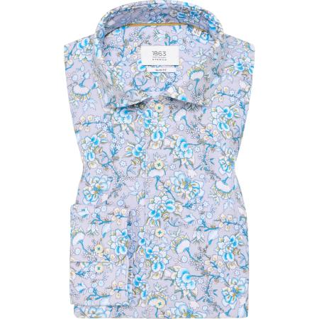 ETERNA 1863 Linnen Overhemd lichtblauw, Bedrukt