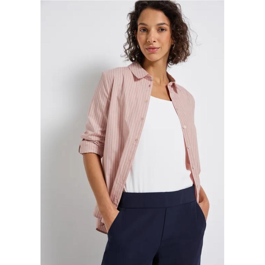 Street One Gestreepte zakelijke blouse Roze