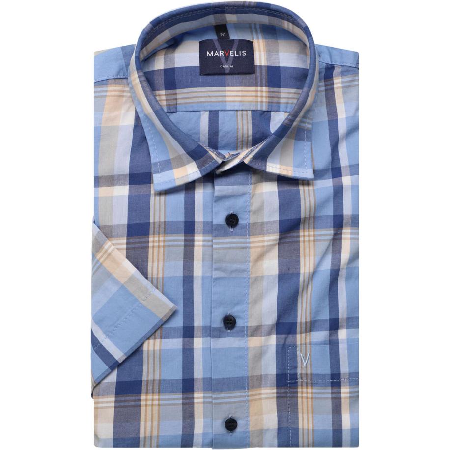 Marvelis Casual Overhemd Korte mouw blauw Blauw