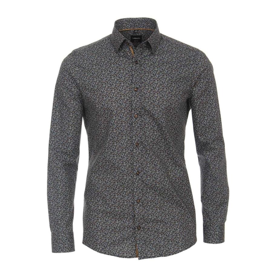 Venti Overhemd blauw, Bedrukt Blauw