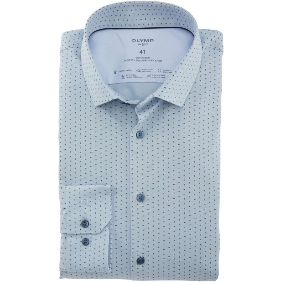 OLYMP No. Six 24/Seven Dynamic Flex Overhemd blauw, Motief Blauw
