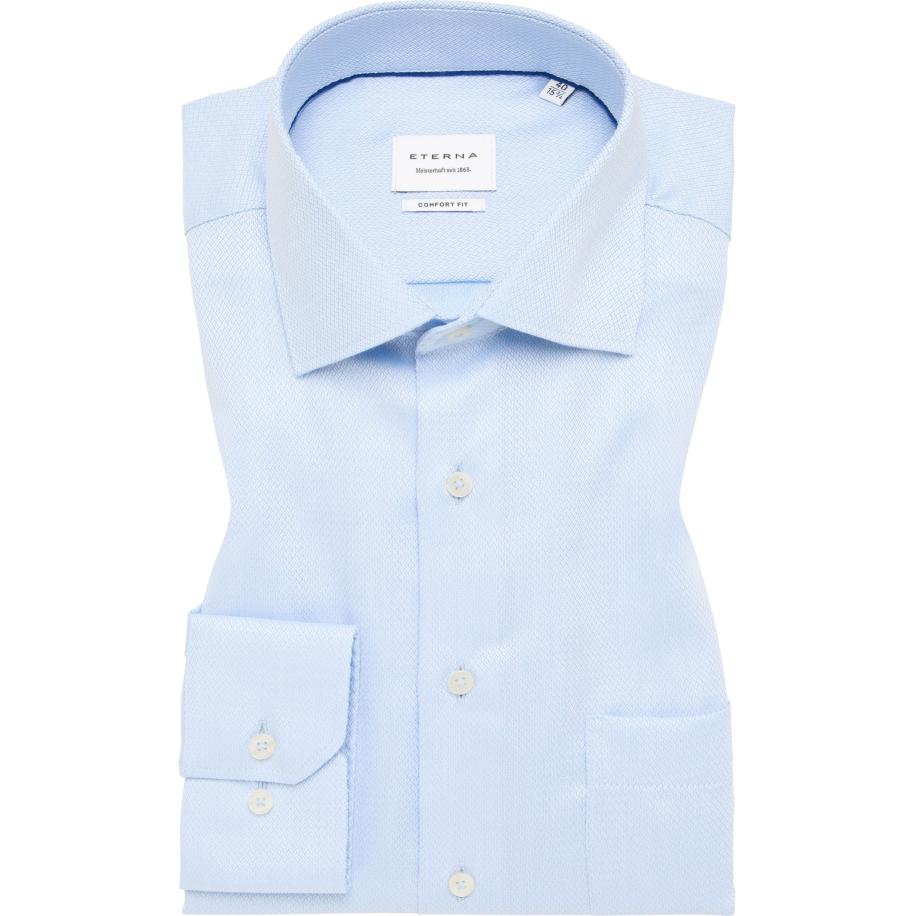 ETERNA Overhemd middenblauw, Gestructureerd Blauw