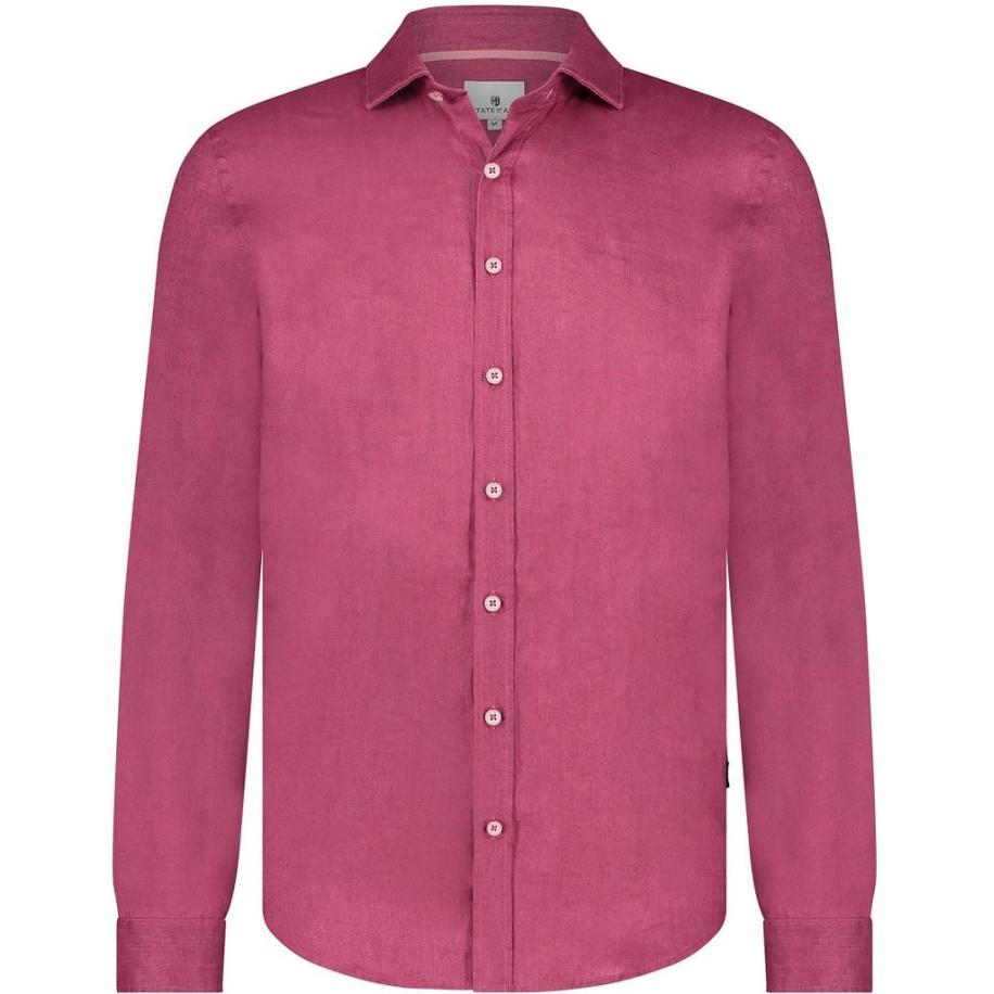 State Of Art Overhemd Linnen Kersenrood Paars