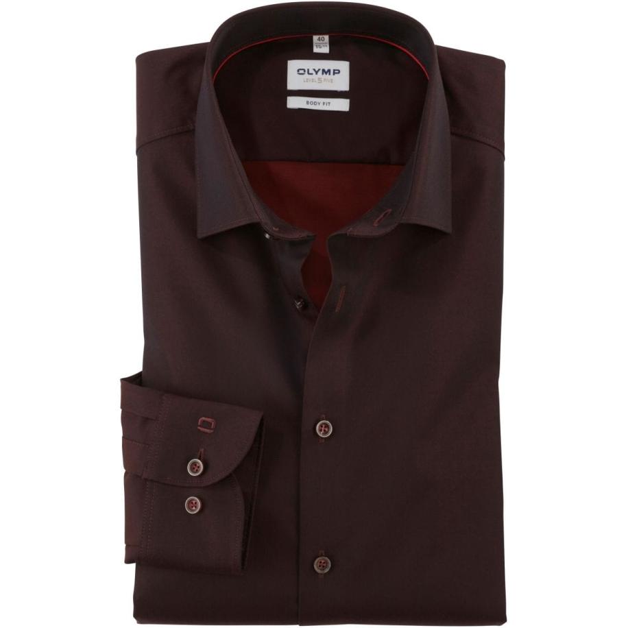 OLYMP Level Five Overhemd baksteenrood, Effen Rood