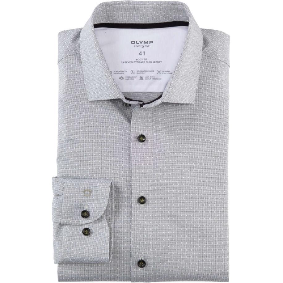 OLYMP Level Five 24/Seven Dynamic Flex Jersey shirt groen/wit, Motief Multicolor