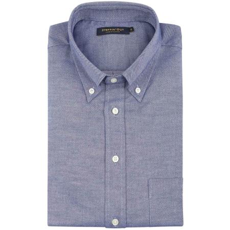 Steppin' Out Overhemd Twill Blauw