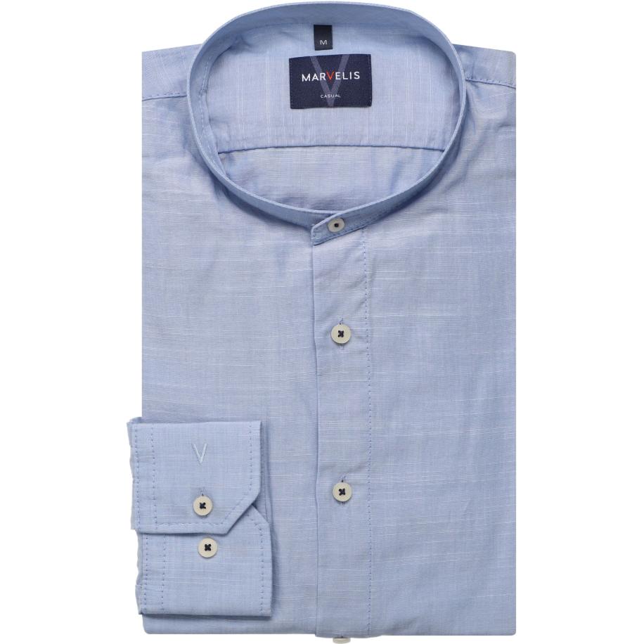 Marvelis Casual Overhemd blauw, Effen Blauw