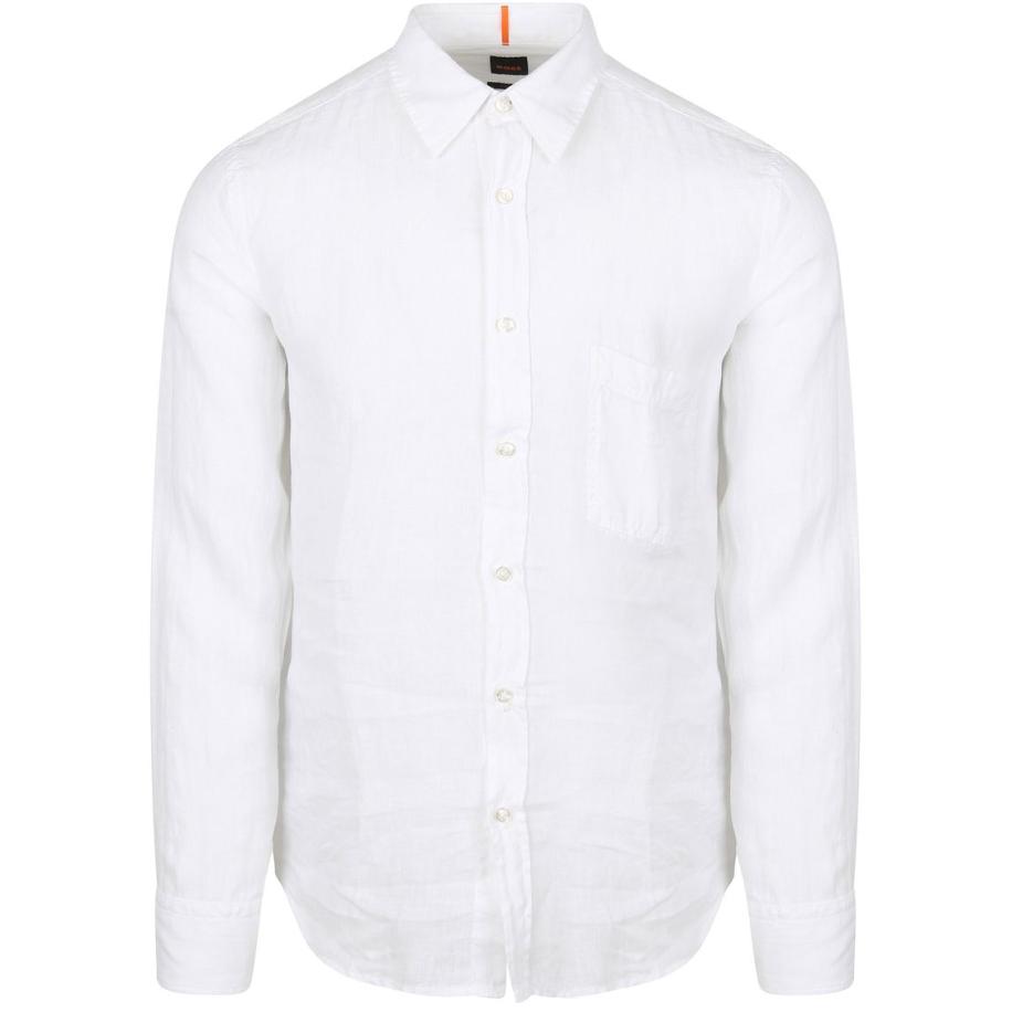 BOSS Relegant Overhemd Linnen Wit Wit