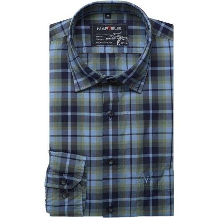 Marvelis Casual Overhemd blauw, Ruit