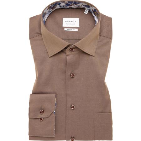 ETERNA Cover Shirt Overhemd bruin, Effen