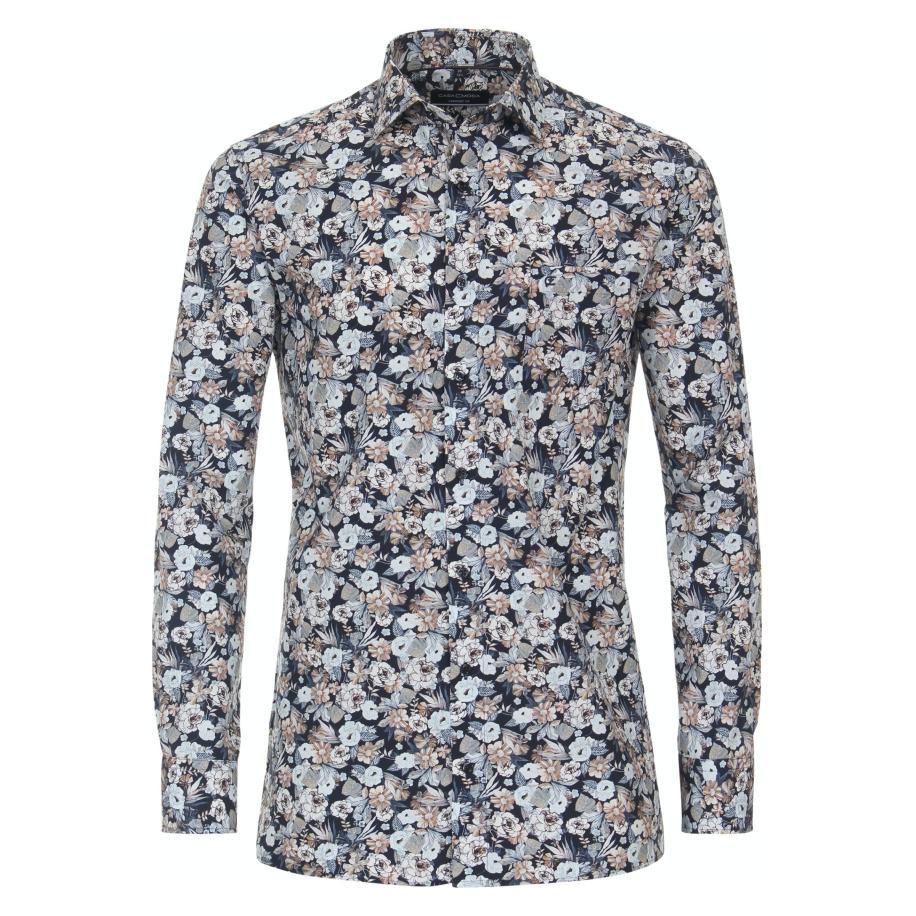 Casa Moda Overhemd blauw, Bedrukt Blauw