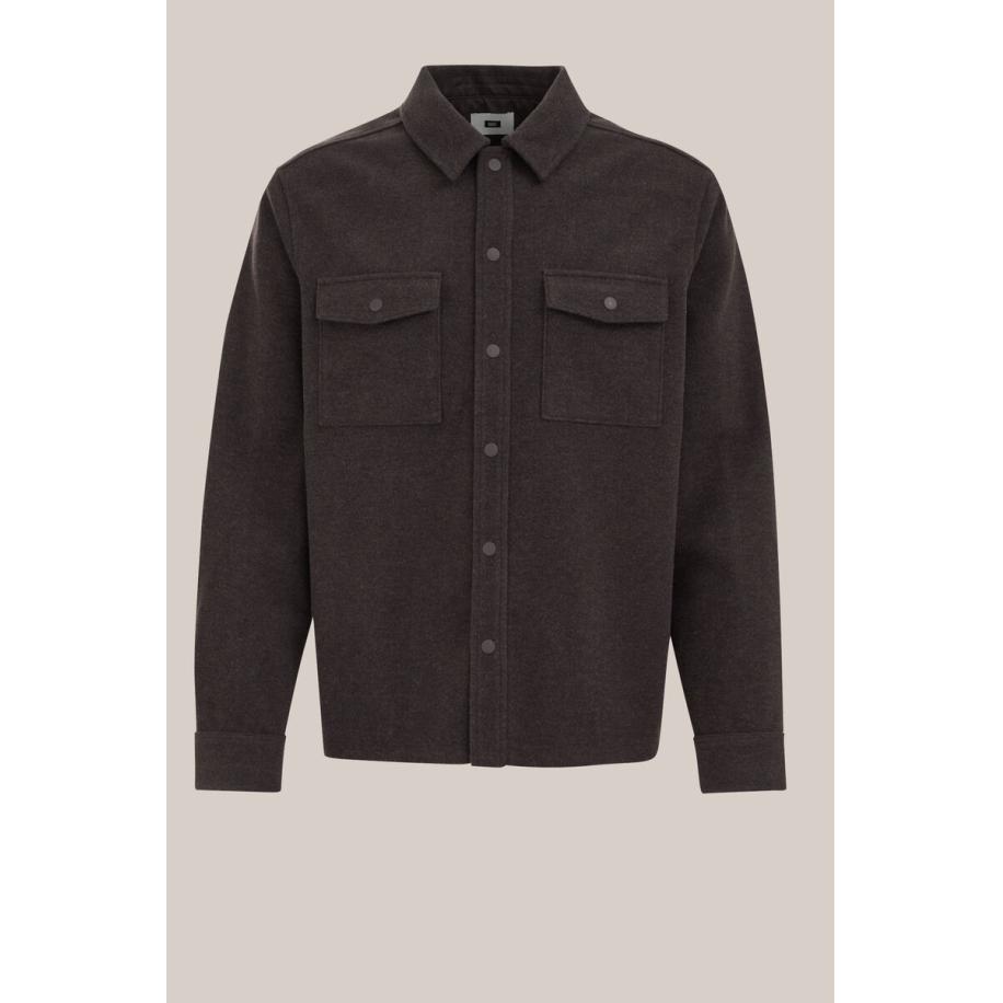 WE Fashion Heren regular fit overshirt - Relaxed Fit - Donkerbruin - Maat: L Bruin