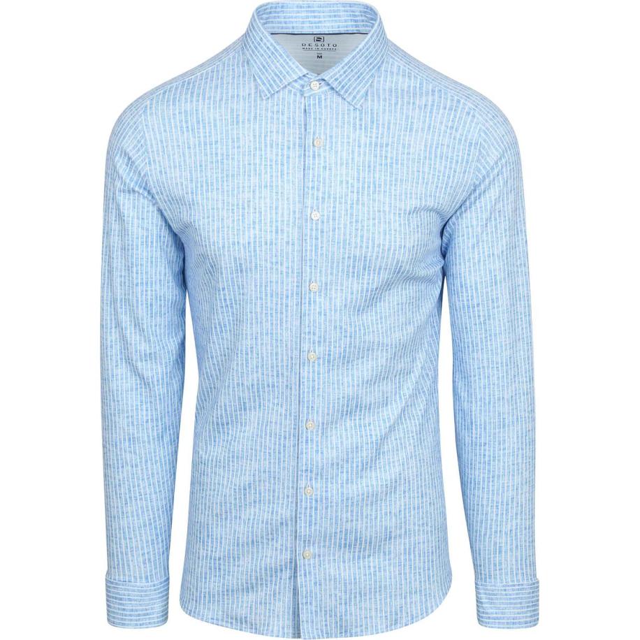 Desoto Overhemd Monochrome Streep Blauw Blauw