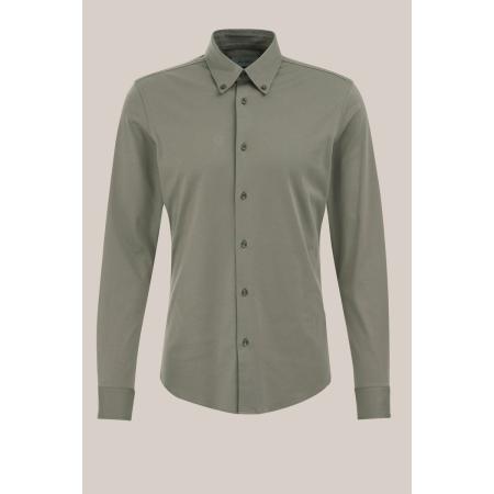 Van Gils heren Slim fit overhemd met stretch - Slim Fit - Legergroen - Katoen - Maat: XS