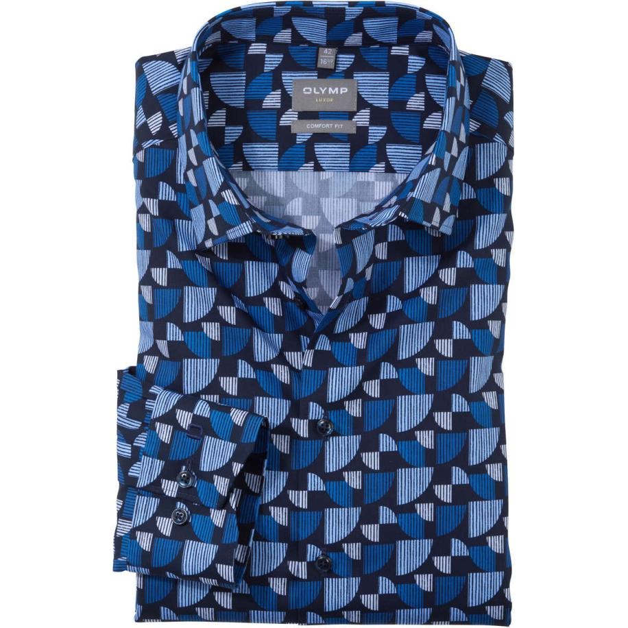 OLYMP Luxor Overhemd koninklijk, Motief Blauw