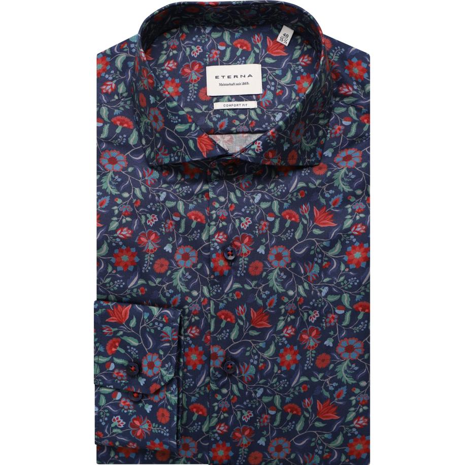ETERNA Overhemd marine, Bedrukt Blauw