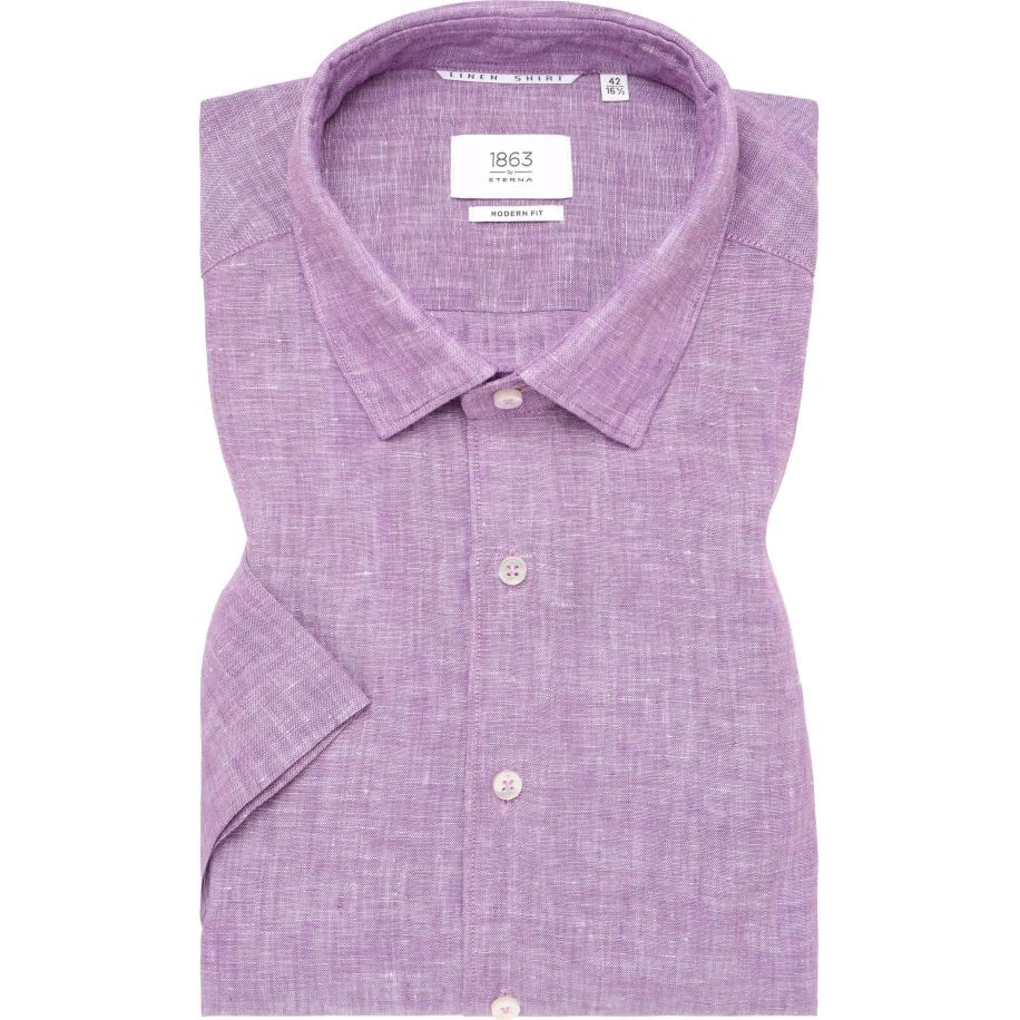 ETERNA 1863 Linnen Overhemd, Effen Paars