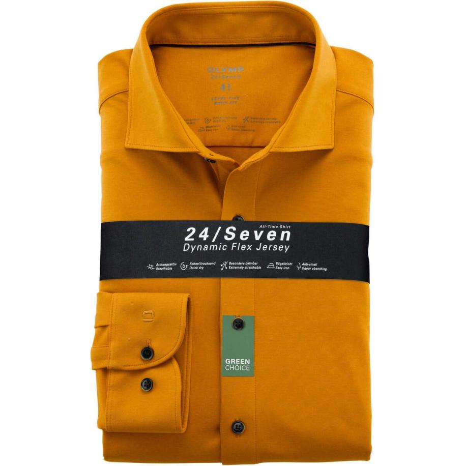 OLYMP Level Five 24/Seven Jersey shirt maïs, Faux-uni Geel