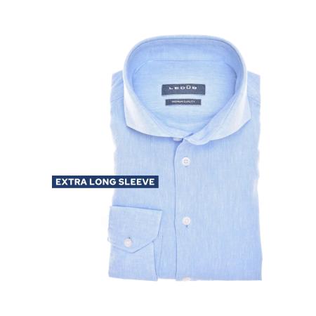 Ledȗb Linnen Overhemd lichtblauw, Effen