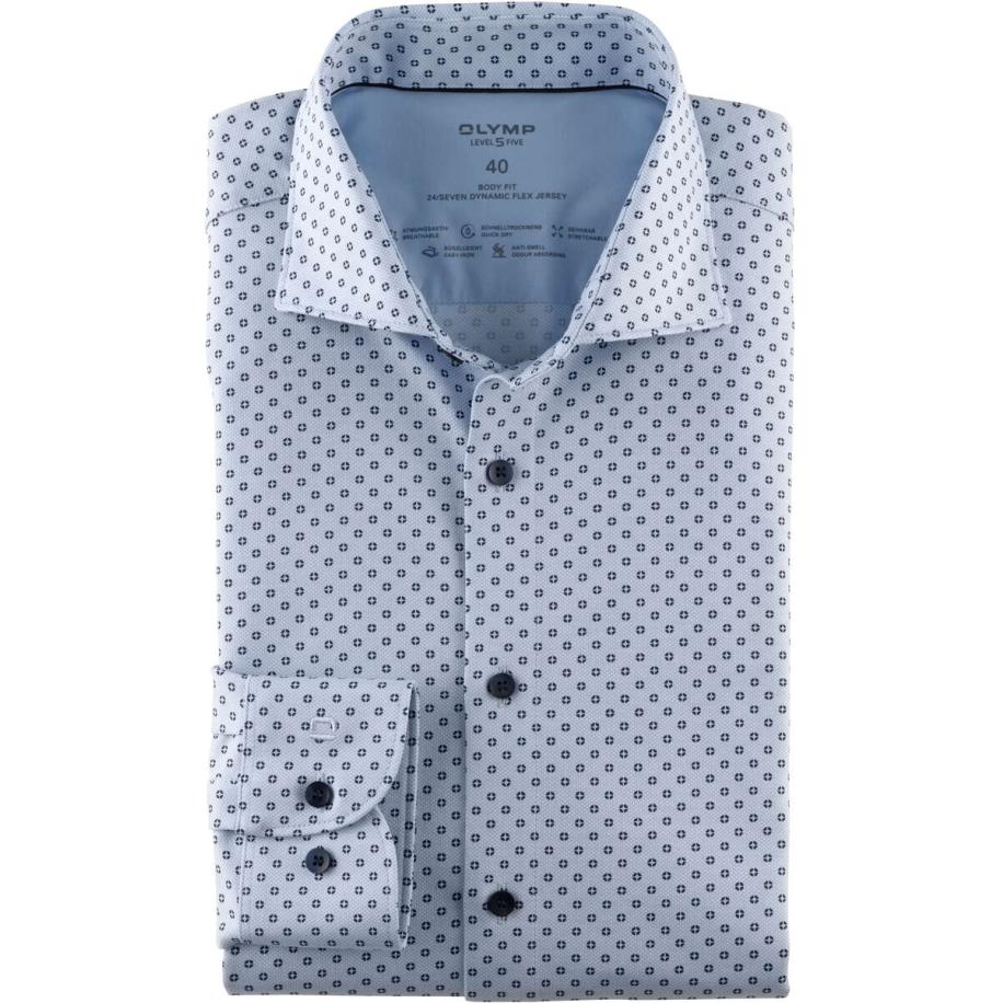 OLYMP Level Five 24/Seven Dynamic Flex Jersey shirt blauw/navy, Motief Blauw