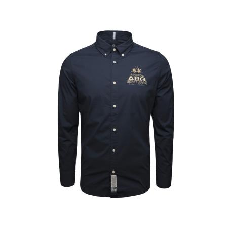 La Martina La Martina Overhemd MAC601 donkerblauw / lichtgeel