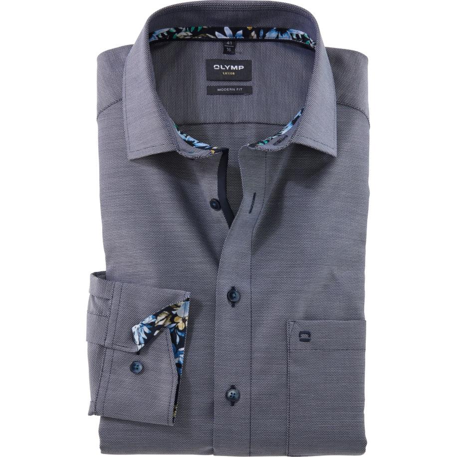 OLYMP Luxor Overhemd marine, Faux-uni Blauw