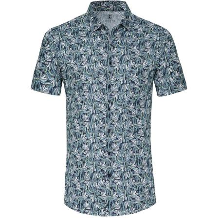 Desoto Short Sleeve Jersey Overhemd Bloemenprint Blauw