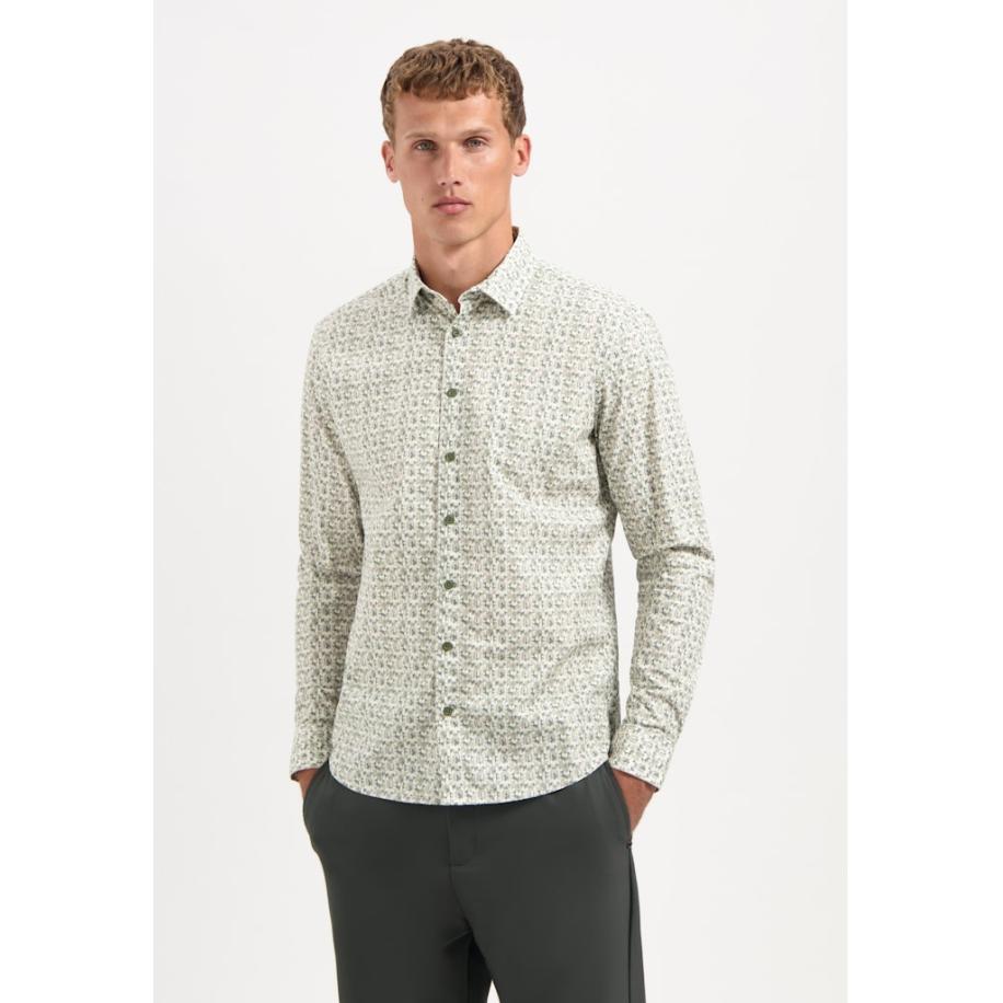 No Excess No Excess Overhemd kaki / petrol / wit -