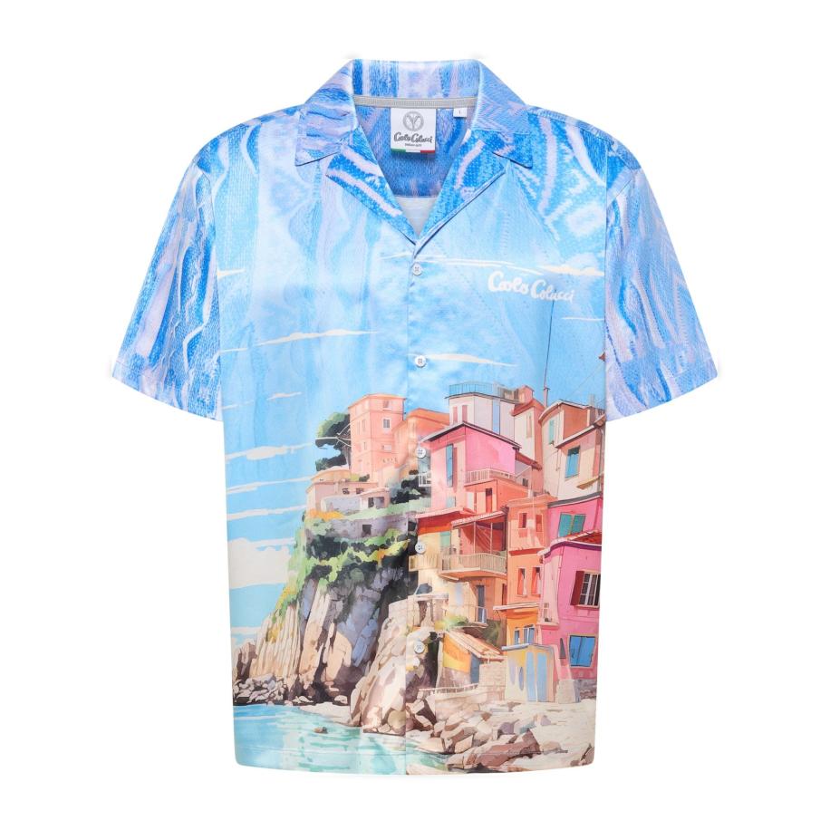 carlo colucci Carlo Colucci Overhemd Ehrenstrasser lichtbeige / blauw / azuur / lichtgrijs -