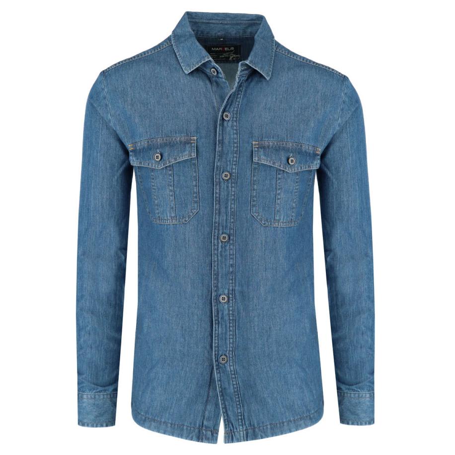 Marvelis Casual Overshirt indigo, Effen Blauw