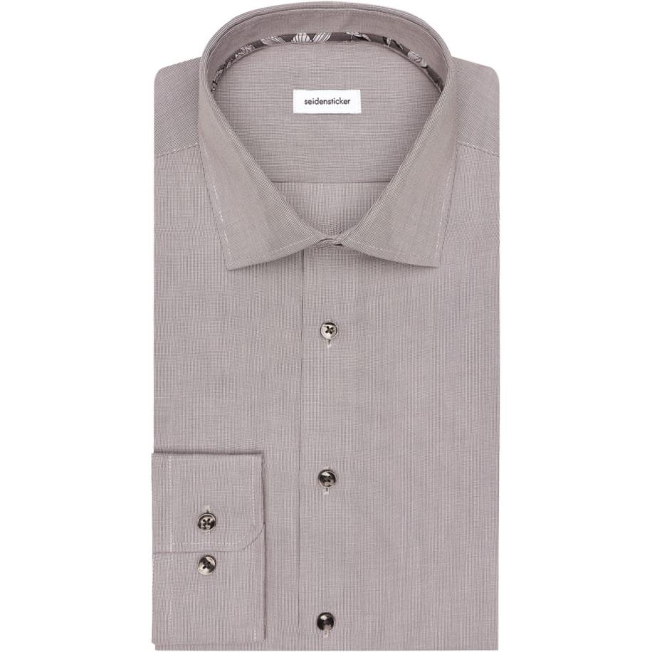 Seidensticker Overhemd grijs, Effen Grijs