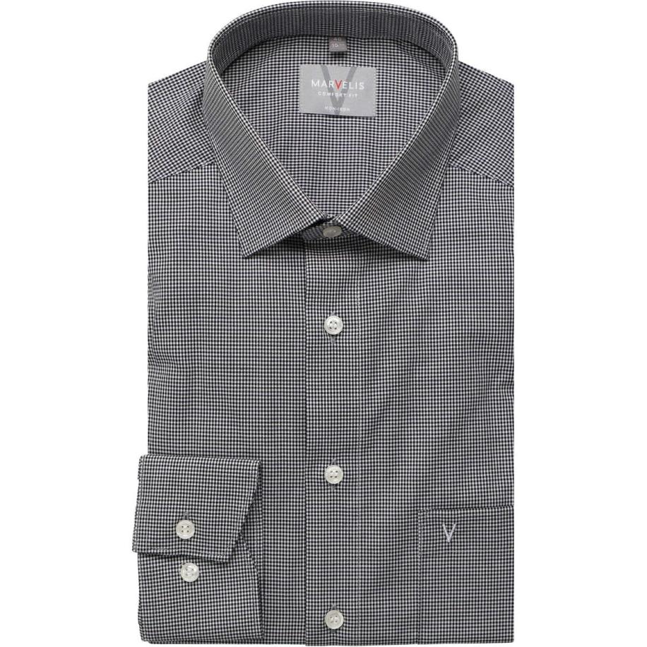 Marvelis Overhemd zwart, Vichy ruit Zwart