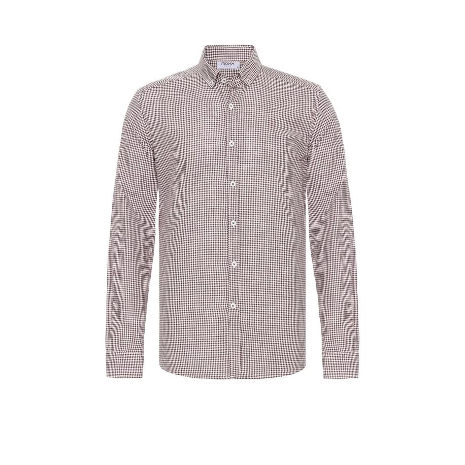 Moxx Paris Moxx Paris Overhemd donkerbruin / wit -