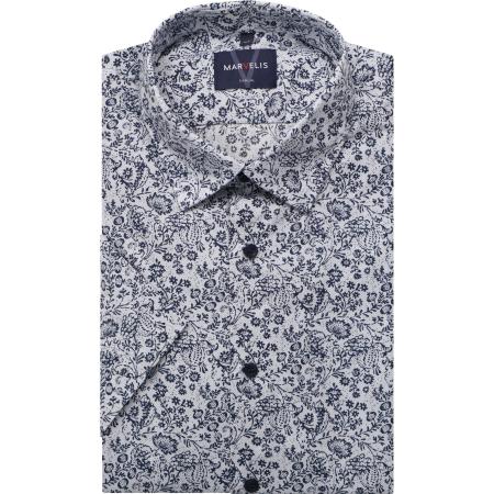 Marvelis Casual Overhemd Korte mouw rook blauw