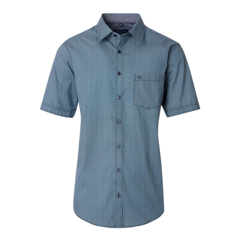 Casa Moda Overhemd Korte mouw blauw Blauw
