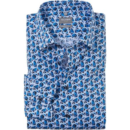 OLYMP Luxor Overhemd blauw, Bedrukt