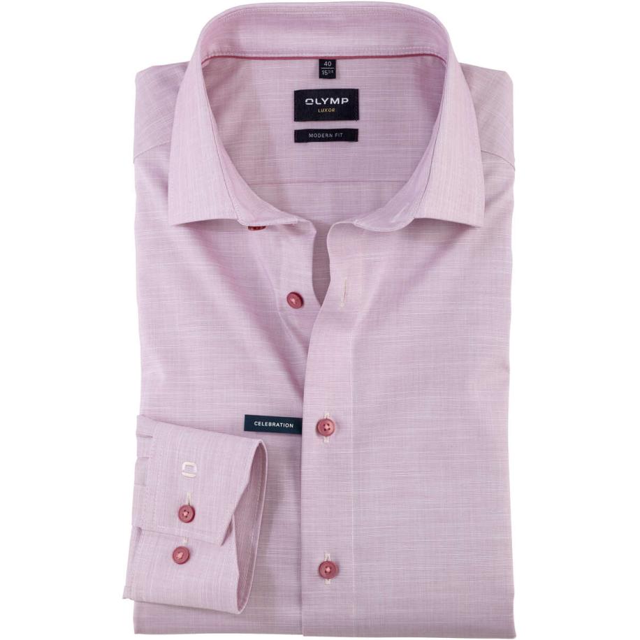 OLYMP Luxor Overhemd mauve, Faux-uni Bruin