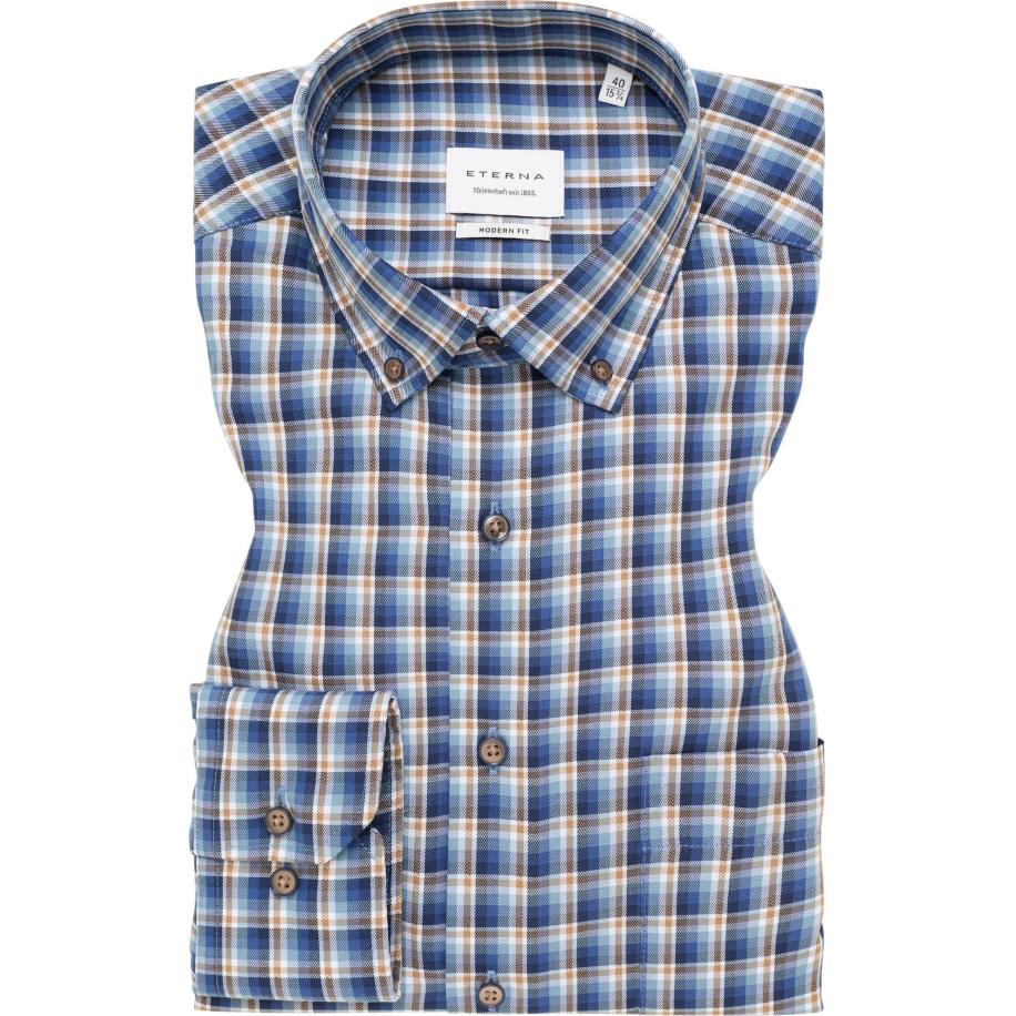ETERNA Overhemd donkerblauw, Ruit Blauw