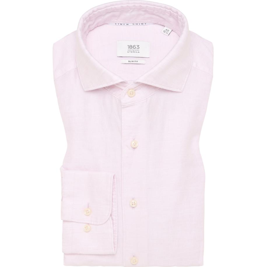 ETERNA 1863 Linnen Overhemd roze, Effen Roze