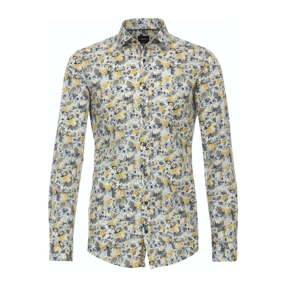 Venti Overhemd geel, Bedrukt Geel