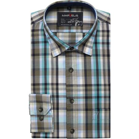 Marvelis Casual Overhemd olijf, Ruit