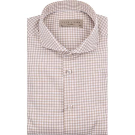 John Miller Overhemd Ruiten Beige