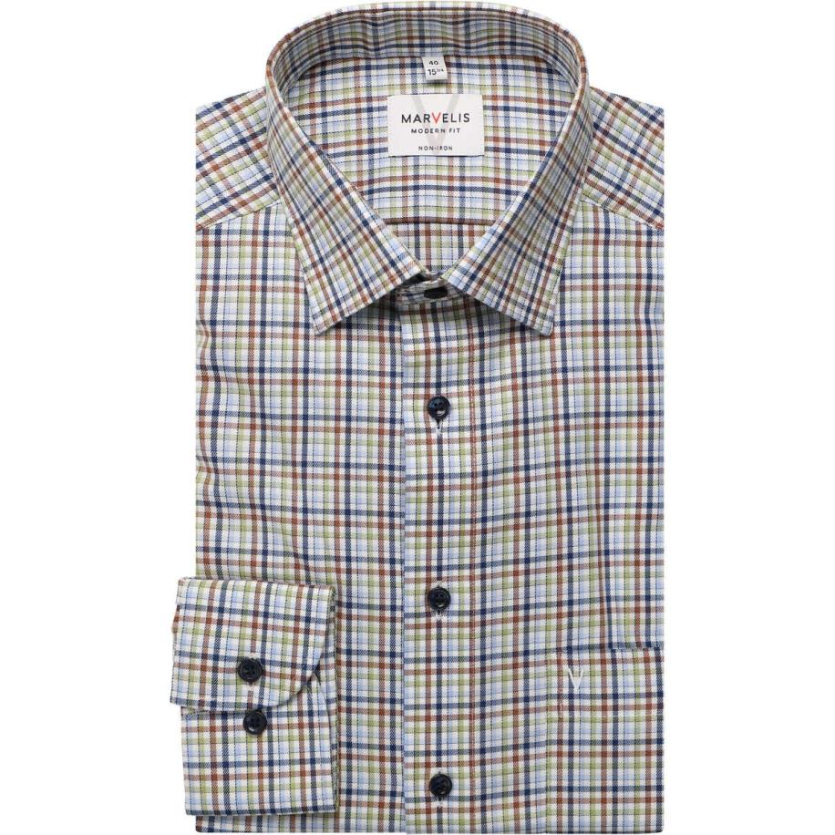 Marvelis Overhemd blauw/groen/wit, Ruit Multicolor