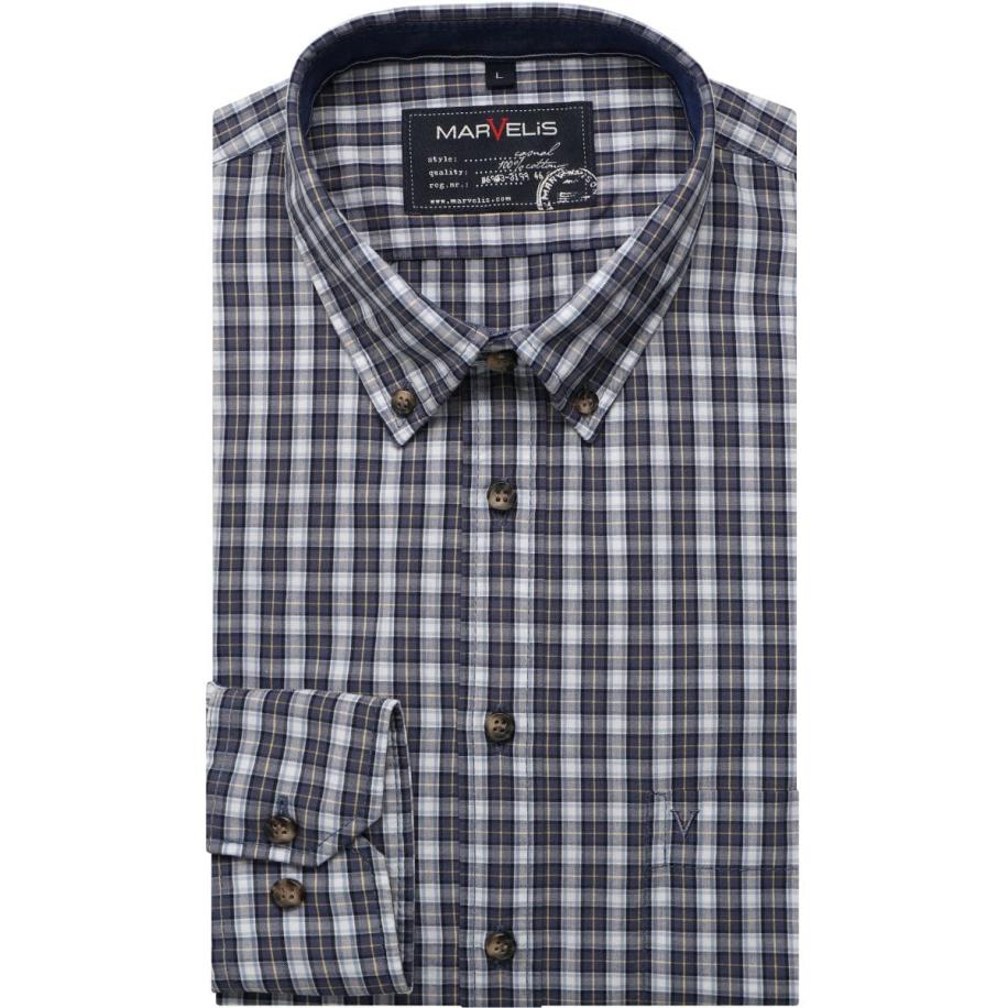Marvelis Casual Overhemd marine, Ruit Blauw