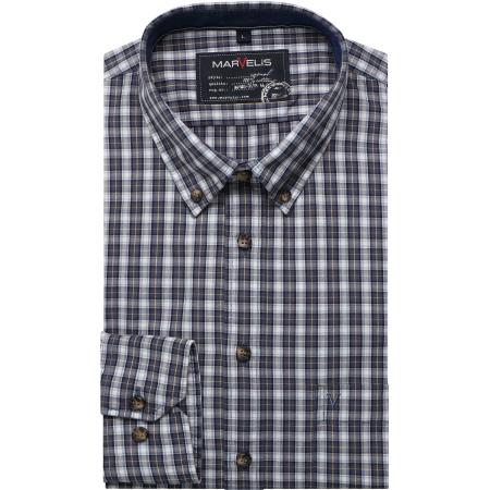 Marvelis Casual Overhemd marine, Ruit