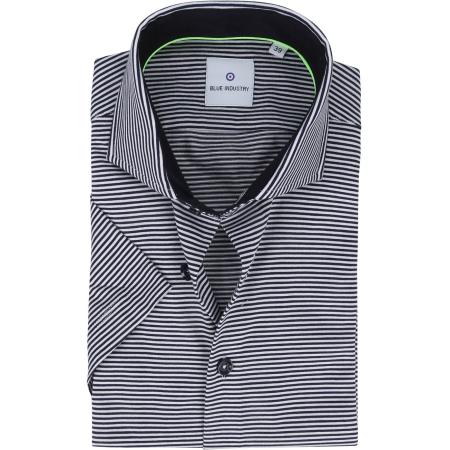 Blue Industry KM Overhemd Strepen Blauw